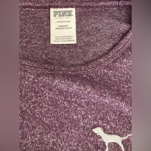 ✅SOLD-𝅺PINK Victorias Secret | Pajama Top Luscious Plum Silver Dog Logo Shirt - Picture 7 of 8